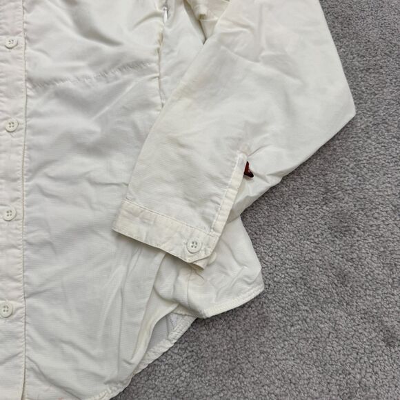 REI UPF 30+ Nylon Button Down Shirt Womens Medium Off White Zip Pocket Outdoor - Picture 6 of 16